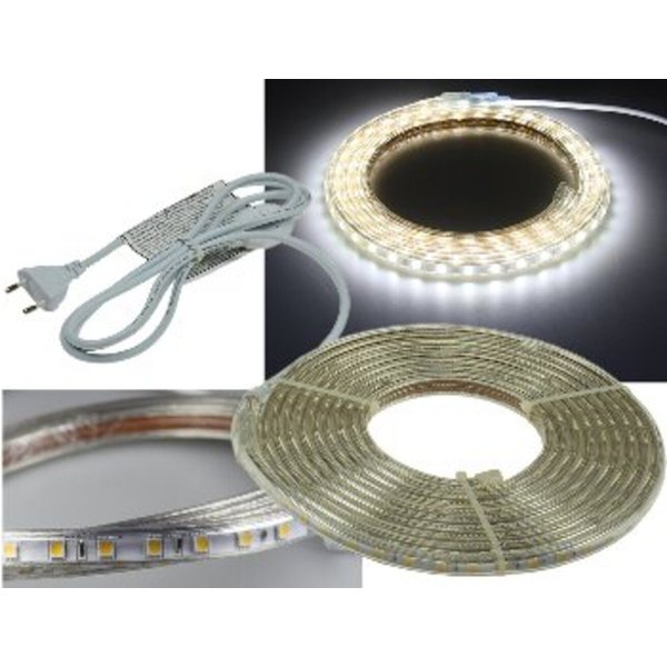ChiliTec LED-Streifen 230V, kaltweiß, Streifenlänge: 5000, 6000K, 10W, 630lm, IP44, Hochvolt