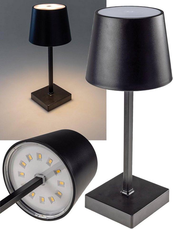 ChiliTec LED Tischleuchte mobile Batterie-Tischleuchte 26cm schwarz dimmbar, warmweiß – Bild 2 von 5