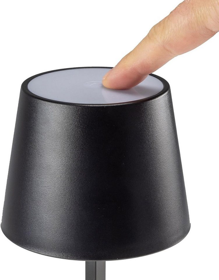 ChiliTec LED Tischleuchte mobile Batterie-Tischleuchte 26cm schwarz dimmbar, warmweiß – Bild 4 von 5
