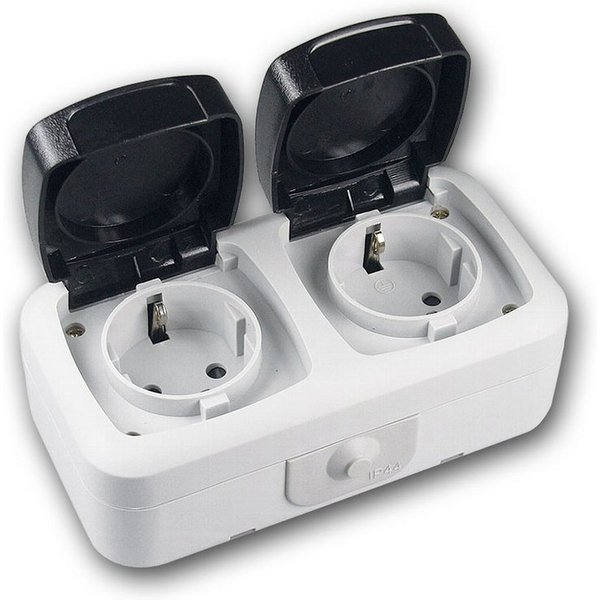 ChiliTec Steckdose Feuchtraum Doppel-Steckdose, IP44 250V~/ 16A