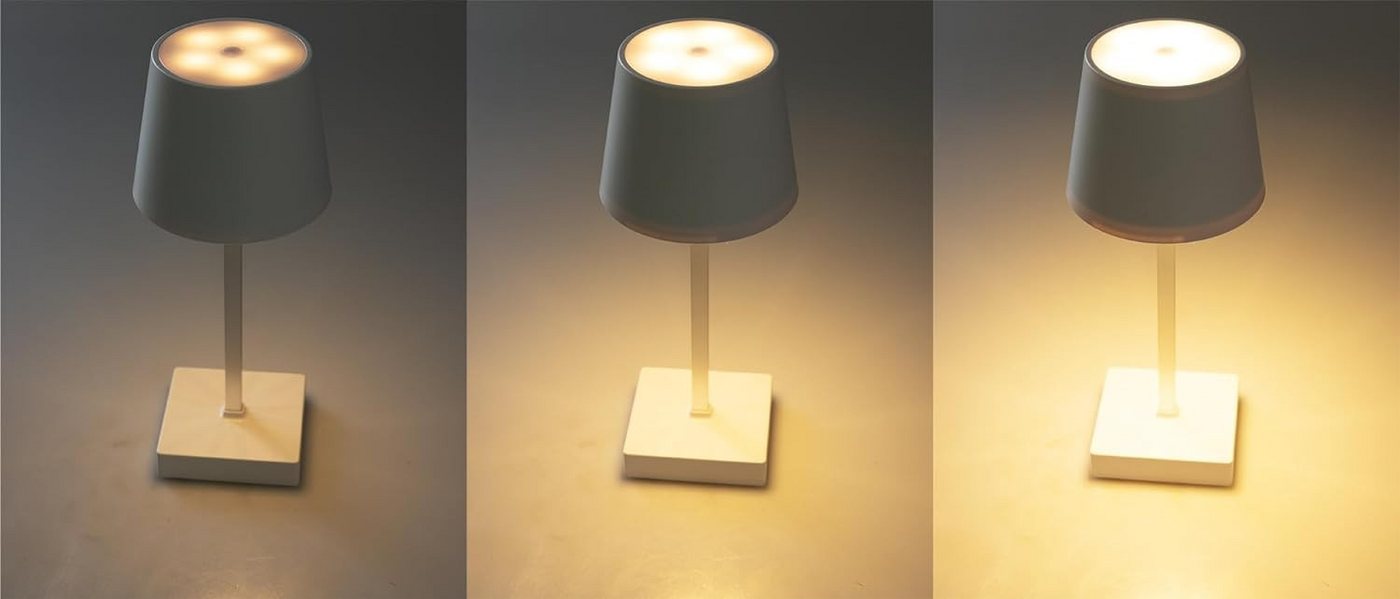 ChiliTec Tischleuchte LED Tischleuchte 26cm, Weiß 3xAA A Batterie, dimmbar, Licht warmweiß – Bild 5 von 5