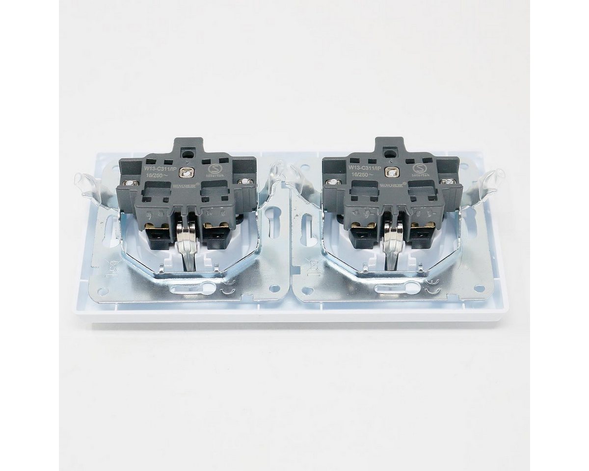 ChiliTec Unterputz-Steckdose DELPHI Doppel Steckdose IP40 mit Deckel, weiß – Bild 5 von 5