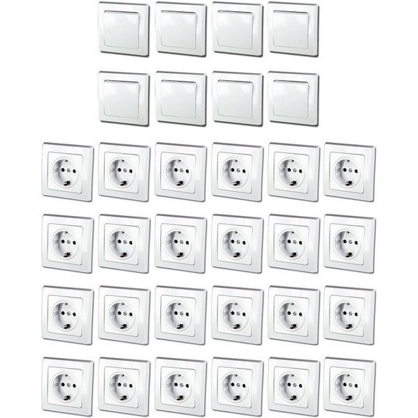 ChiliTec Unterputz-Steckdose DELPHI Starter-Kit, 32er Set 250V~/ 16A, UP, weiß