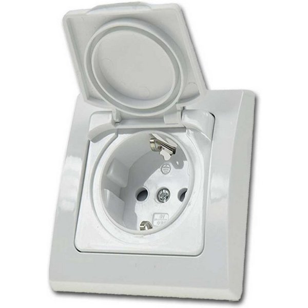 ChiliTec Unterputz-Steckdose DELPHI Steckdose IP44 mi Deckel 250V~/ 16A UP weiß