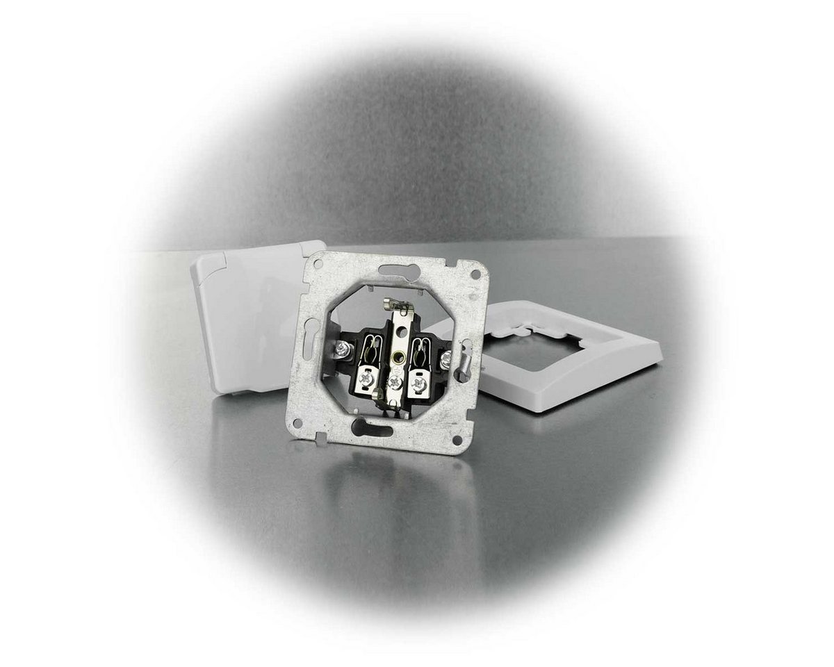 ChiliTec Unterputz-Steckdose DELPHI Steckdose IP44 mi Deckel 250V~/ 16A UP weiß – Bild 3 von 5
