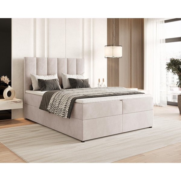 Chilly Möbel Boxspringbett Doppelbett mit Matratze H2/H3 Topper & Hubfunktion (Komplett in vielen Farben Holzrahmen, 1-St., 140x200 160x200 180x200 200x200cm), 