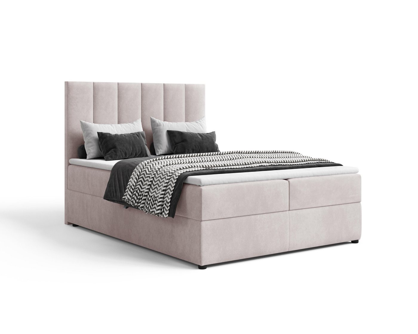 Chilly Möbel Boxspringbett Doppelbett mit Matratze H2/H3 Topper & Hubfunktion (Komplett in vielen Farben Holzrahmen, 1-St., 140x200 160x200 180x200 200x200cm),  – Bild 5 von 5
