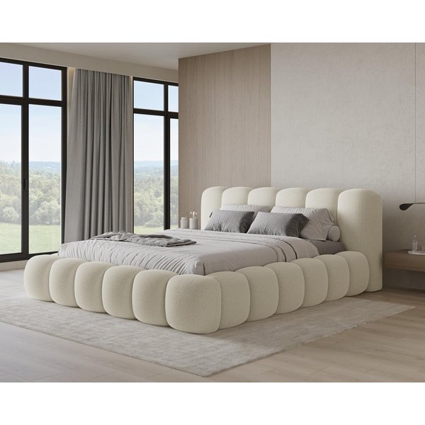 Chilly Möbel Polsterbett Bouclé Stoff mit Stauraum und Hubfunktion Metallrahmen (Boxbett ohne Matratze in vielen Farben, 140x200 160x200 180x200 200x200cm), gep