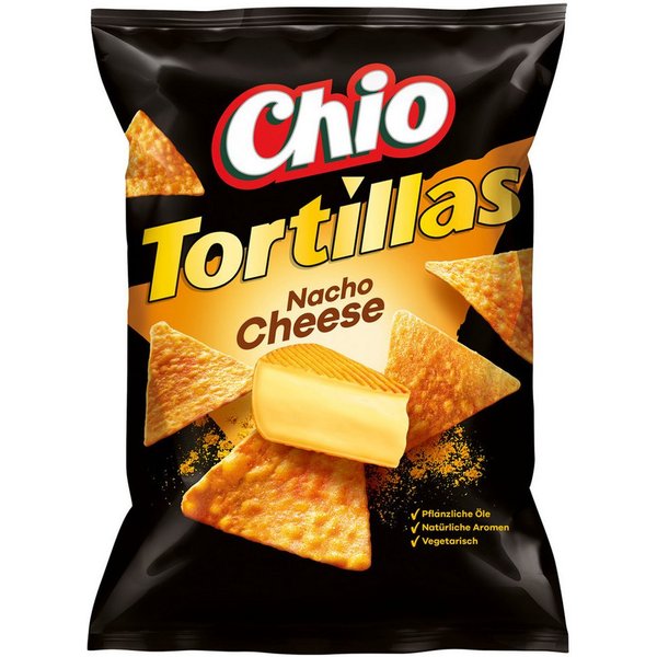 Chio Knabberei, Chio Tortillas Chips Nacho Cheese vegetarisch Chipstüte 110g