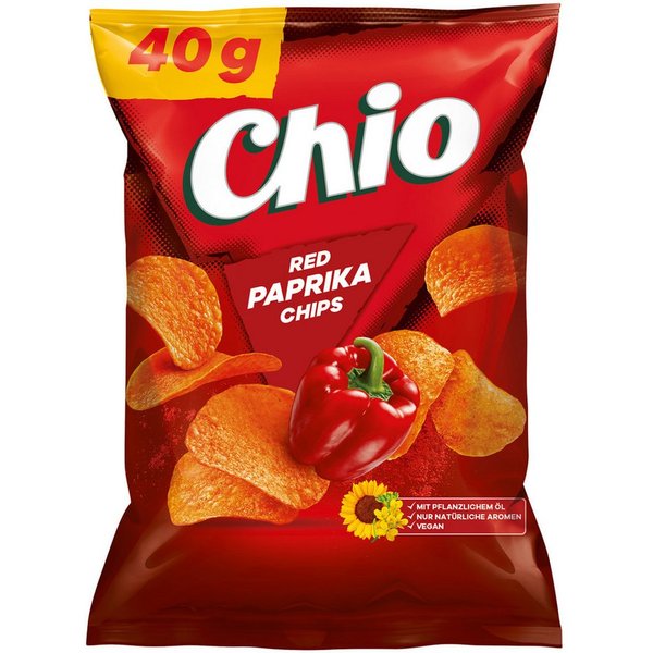 Chio Knabberei, Chio Red Paprika Chips glutenfrei vegetarisch vegan Chipstüte 40g