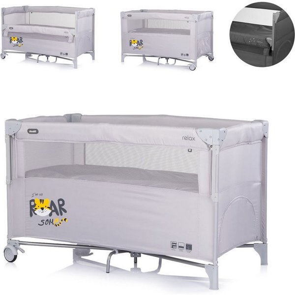 Chipolino Baby-Reisebett Relax, 2 Ebenen, als Beistellbett nutzbar, Seiteneingang, Faltmatratze