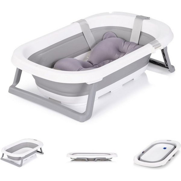 Chipolino Babybadewanne Isla 80 cm, mit Badekissen, faltbar, integrierter Wasserablauf, ab Geburt geeignet
