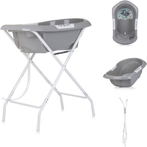 Chipolino Babybadewanne Set Noemi, Badewannenständer, klappbar, Wasserablauf, Ablagefächer, 88 cm
