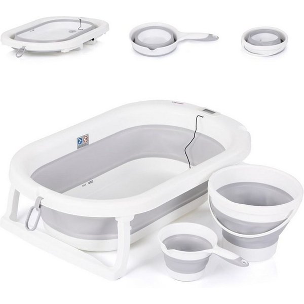 Chipolino Babybadewanne Spa, faltbar, zwei Eimer, Spülbecher, Thermometer, Ablauf mit Deckel