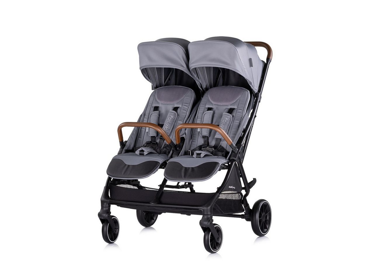 Chipolino Geschwisterwagen Twinity, Aluminium, EVA-Material, 5-Punkt-Gurt, Wickeltasche, Fußabdeckung – Bild 2 von 5