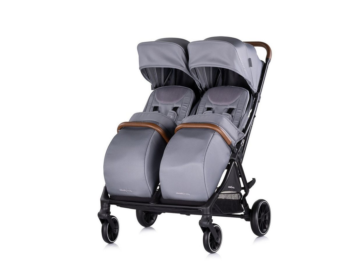 Chipolino Geschwisterwagen Twinity, Aluminium, EVA-Material, 5-Punkt-Gurt, Wickeltasche, Fußabdeckung – Bild 3 von 5