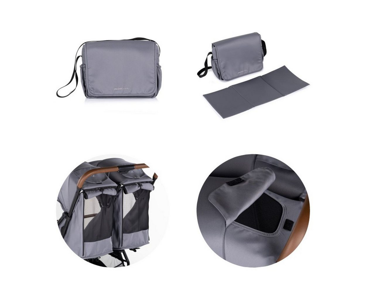 Chipolino Geschwisterwagen Twinity, Aluminium, EVA-Material, 5-Punkt-Gurt, Wickeltasche, Fußabdeckung – Bild 5 von 5