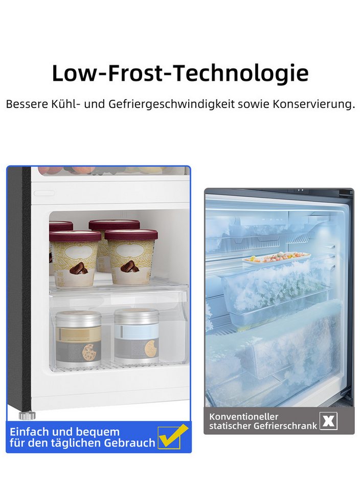 CHiQ Kühl-/Gefrierkombination Low Frost CBM117L42, 114 cm hoch, 47.4 cm breit, 117L Kühlschrank,12 Jahre Garantie auf den Kompressor,Low-frost – Bild 4 von 5