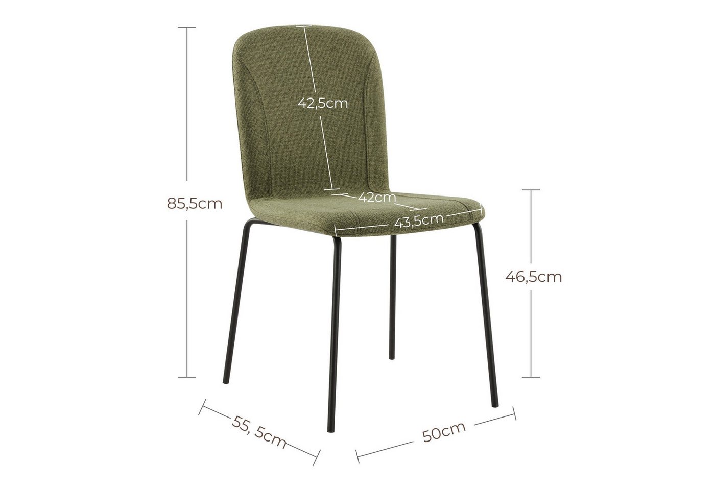 CHITA Esszimmerstuhl 4er Set stapelbar, ergonomisch, OEKO-TEX, Metallgestell (4er Set), Bürostuhl, Küchenstuhl, 4-Fuß-Stuhl, Stapelstuhl – Bild 2 von 5