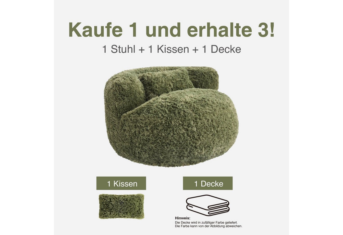 CHITA Sitzsack mit Kissen & Decke, Fleece, Gaming Sitzsack (1 Sitzsack + 1 Kissen +1 Decke), Lounge Chair Cozy, platzsparend, vakuumverpackt – Bild 3 von 5