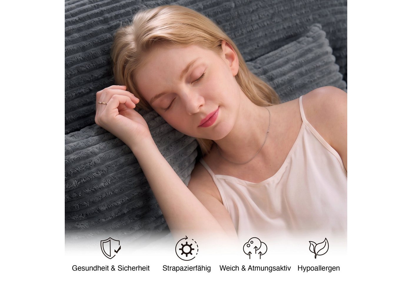 CHITA Sitzsack mit Kissen & Decke, Chenille, Gaming Sitzsack (1 Sitzsack + 1 Kissen +1 Decke), Lounge Chair Cozy, platzsparend, vakuumverpackt – Bild 5 von 5