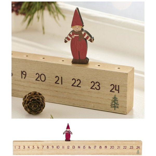 Ib Laursen Christbaumschmuck Ib Laursen - Adventskalender Weihnachtskalender Wichtel L50cm Holz