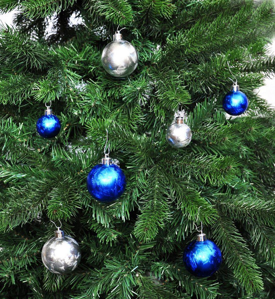 JACK Christbaumschmuck JACK by Inge 50x Kunststoff Kugeln Eislack Blau Silber Christbaumkugel, Inkl. Haken, Rillenoptik aus Kunststoff Ø 4 + 6 cm, Aufbewahrungs – Bild 3 von 5