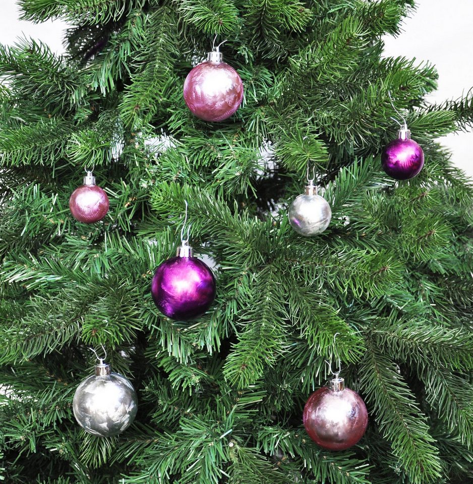 JACK Christbaumschmuck JACK by Inge 50x Kunststoff Kugeln Eislack Violett Flieder Silber, Inkl. Haken, Rillenoptik aus Kunststoff Ø 4 + 6 cm, Aufbewahrungsbox – Bild 3 von 5