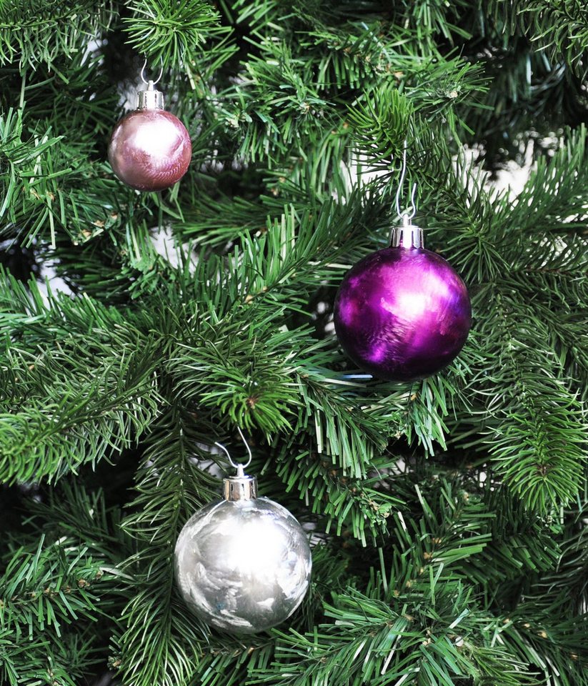 JACK Christbaumschmuck JACK by Inge 50x Kunststoff Kugeln Eislack Violett Flieder Silber, Inkl. Haken, Rillenoptik aus Kunststoff Ø 4 + 6 cm, Aufbewahrungsbox – Bild 5 von 5