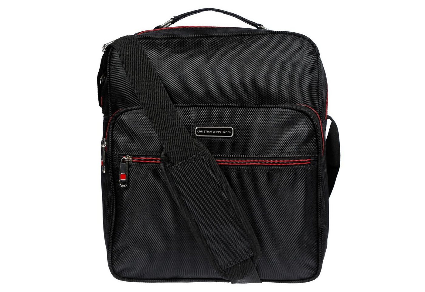 Christian Wippermann Businesstasche Flugbegleiter Arbeitstasche Messenger Umhänger, Herrentasche Schwarz im Hochformat – Bild 2 von 5