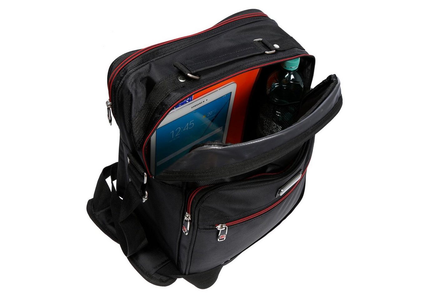 Christian Wippermann Businesstasche Flugbegleiter Arbeitstasche Messenger Umhänger, Herrentasche Schwarz im Hochformat – Bild 4 von 5