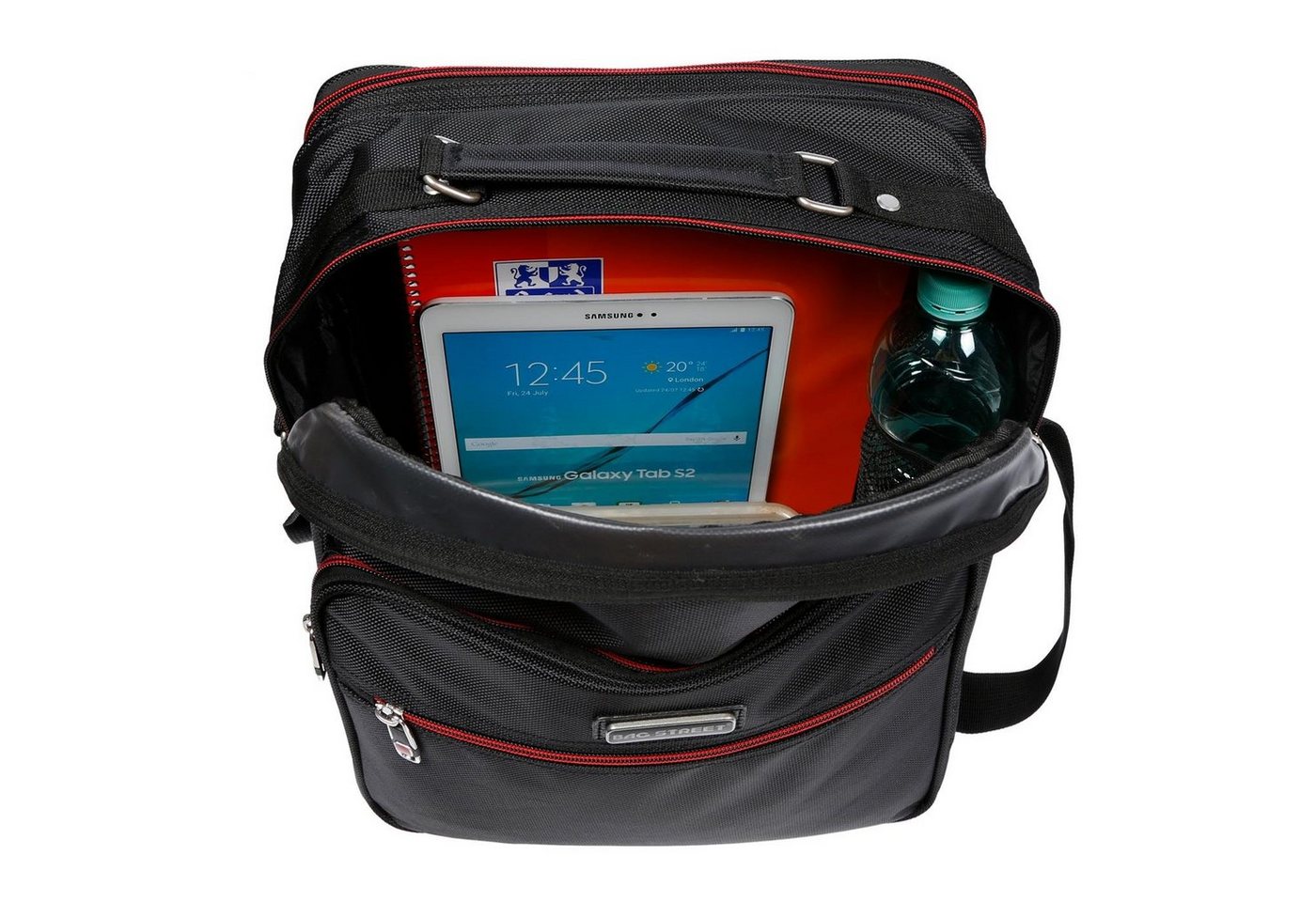 Christian Wippermann Businesstasche Flugbegleiter Arbeitstasche Messenger Umhänger, Herrentasche Schwarz im Hochformat – Bild 5 von 5