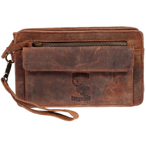 Christian Wippermann Handgelenktasche Herren echt Leder Handgelenktasche Herrenhandtasche, Dokumententasche Tasche Doppelkammer