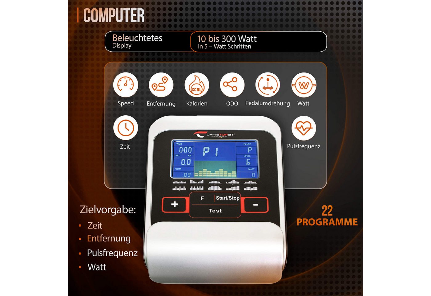 Christopeit Sport® Ergometer AL 2 (mit Tablet-Halterung), 150 kg max. Benutzergewicht, Fahrrad, 24 Widerstandsstufen – Bild 4 von 5