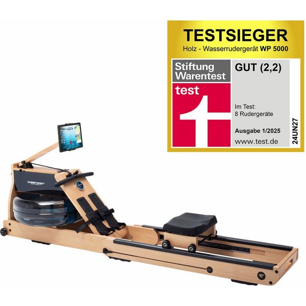 Christopeit Sport® Ruderzugmaschine WP 5000 Wasserrudergerät (Wasserwiderstand, Magnetwiderstand, Wassertank, Holz, Sport), Testsieger Stiftung Warentest Ausgab