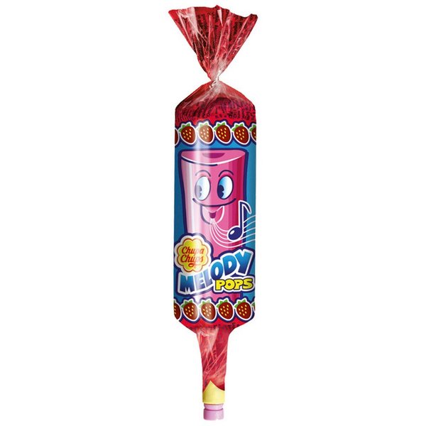 Chupa Chups Süßigkeit, Chupa Chups Melody Pop Lolly mit Flöte und Erdbeergeschmack 15g