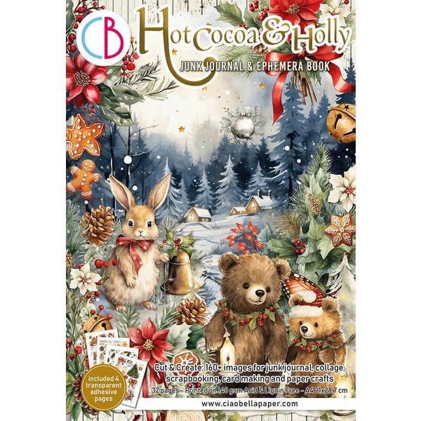 Ciao Bella Motivpapier Hot Cocoa & Holly, 32 Blatt