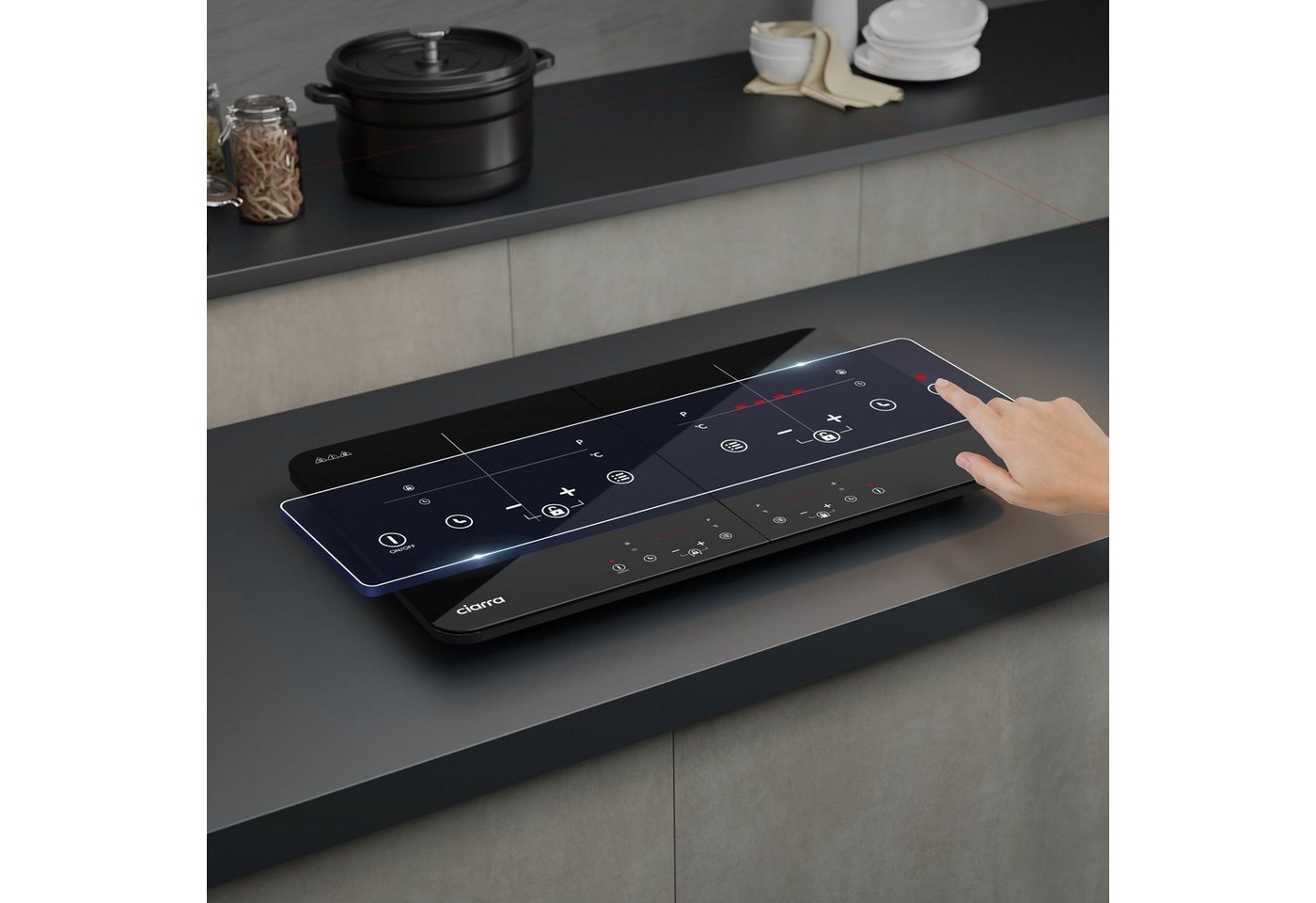 CIARRA Doppel-Induktionskochplatte 60cm Induktionskochfled CBTIH2, Touch Bedienung 9 Stufen Timer – Bild 4 von 5