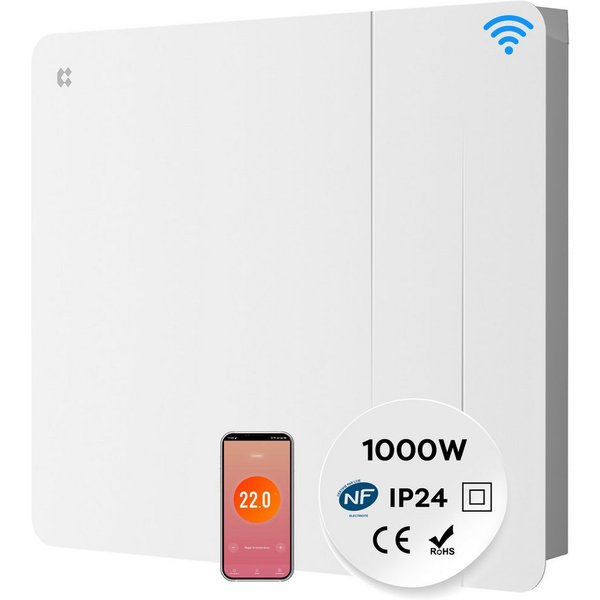 CIARRA Elektro-Heizkörper 1000–2000 W Keramik-Heizkörper+ Aluminium-Heizfolie mit WLAN, PID-Thermostat, App-Steuerung, 7-Tage-Programm, IP24, ca. 10 - 15 m²