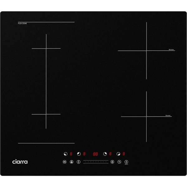 CIARRA Flex-Induktions-Kochfeld 60 cm Induktionskochfeld 9 Stufen mit Flex-Zone & BOOST Touch Control CBBIH4BF, 4-Zonen Einbau Kochfelder Induktionsherd mit 99 