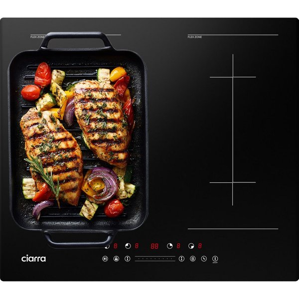 CIARRA Flex-Induktions-Kochfeld 60 cm Induktionskochfeld mit BOOST 2-Flex-Zone Touch Control CBBIH4BFF, 4-Zonen Einbau Kochfelder Induktionsherd 9 Stufen 99 Min