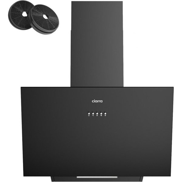 CIARRA Kopffreihaube 60 cm Dunstabzugshaube A+++ 674 m³/h Umluft & Abluft VM6762AB Leise Schräghaube mit 2 Aktivkohlefiltern & Fettfiltern Schwarz