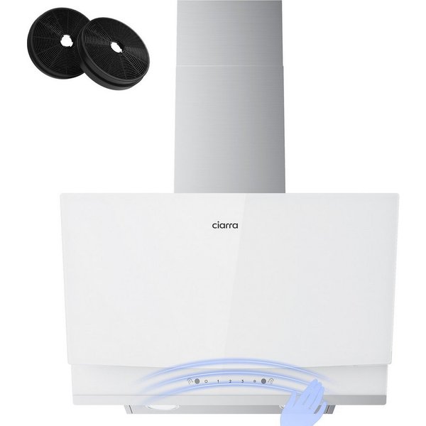 CIARRA Kopffreihaube 60 cm Dunstabzugshaube A+++ 710 m³/h Umluft & Abluft CBCW6736A mit Fettiltern & 2 Aktivkohlefiltern Gestensteuerung & Touch Control