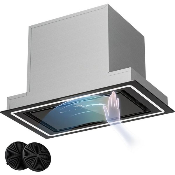 CIARRA Unterbauhaube 52 cm Einbauhaube 500 m³/h Abluft & Umluft 3 Stufen VM5931C Dunstabzugshaube Touch & Handgesten-Steuerung 360° Ambientebeleuchtung