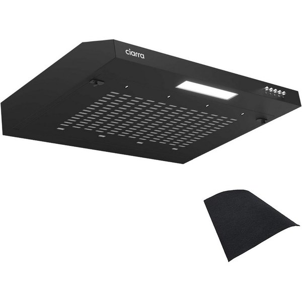 CIARRA Unterbauhaube 60 cm Dunstabzugshaube Abluft & Umluft 3 Stufen LED CBCB6903 für kleine Küchen, Metall Fettilter & Aktivkohlefiltermatte Schwarz