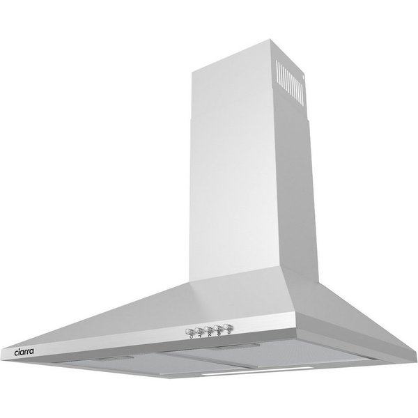 CIARRA Wandhaube 370 m³/h Dunstabzugshaube Umluft & Abluft 3 Stufen leise Serie CAS6201A 60 cm Abzugshaube mit LED-Beleuchtung Druckknopf Edelstahl