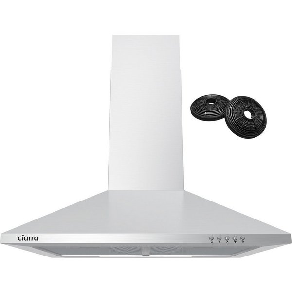 CIARRA Wandhaube 60 cm & 90 cm Dunstabzugshaube A++ 406 m³/h Umluft & Abluft 3 Stufen Serie CBCS6201 Dunstabzugshaube 60 cm A++ 404 m³/h Umluft & Abluft 3 Stufe