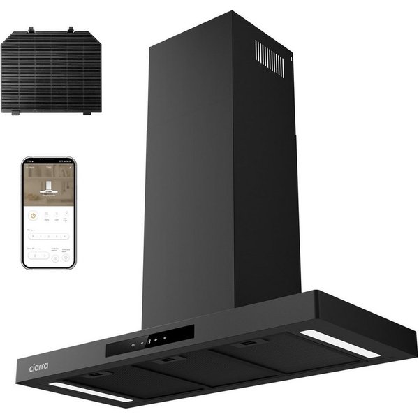 CIARRA Wandhaube 90 cm Dunstabzugshaube A+++ 700 m³/h Umluft & Abluft 4 Stufen VMB9102P Aktivkohlefiltern, Fettfiltern, LED, WIFI-APP Touch Control mit BOOST