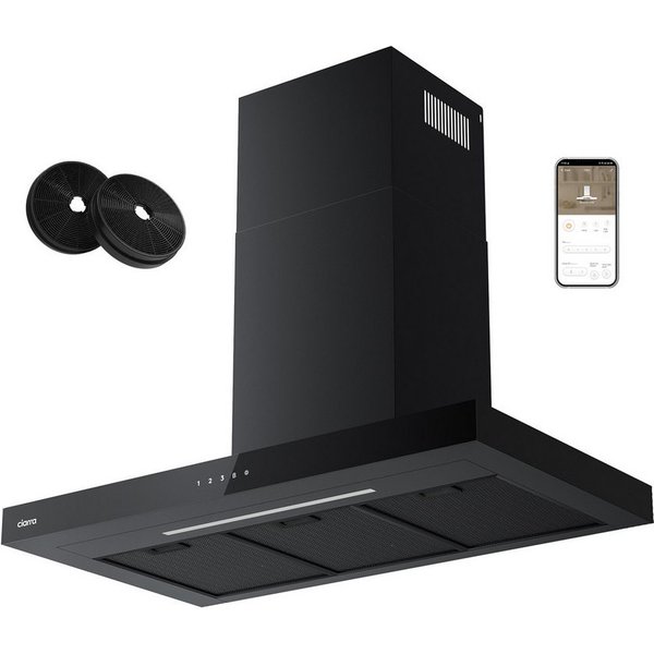 CIARRA Wandhaube 90 cm Dunstabzugshaube A+++ 709 m³/h Umluft & Abluft 4 Stufen CBCB9102 Aktivkohlefiltern, Fettfiltern, LED, WIFI-APP Touch Control mit BOOST