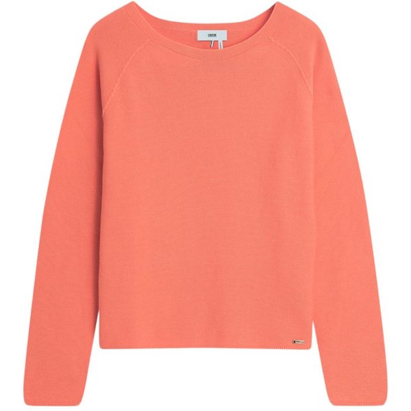 Cinque Strickpullover orange,Basic,Baumwolle,Unifarben,Rundhals,Lang,Regular Fit